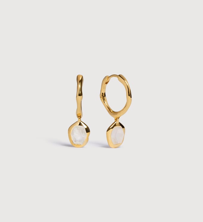 Gold Vermeil Odyssey Gemstone Huggie Earrings - Moonstone - Monica Vinader