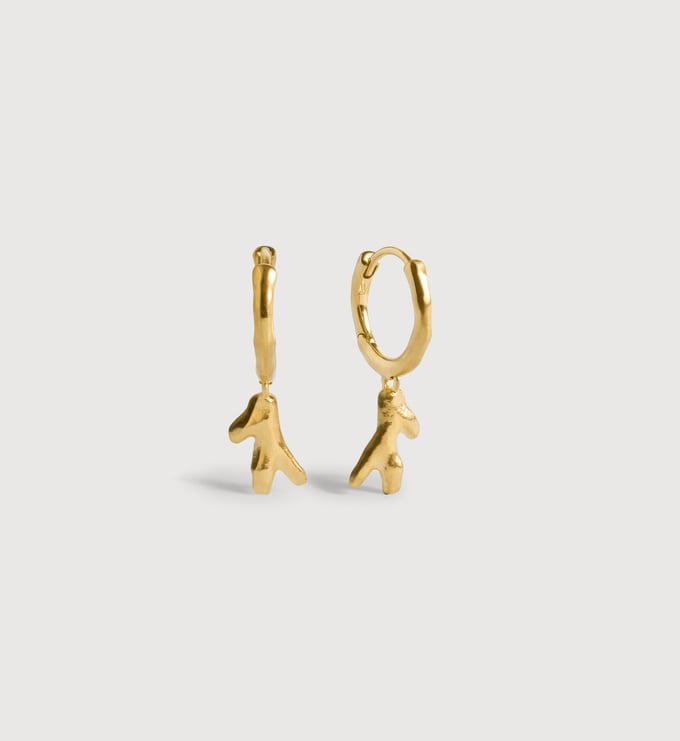 Gold Vermeil Fragments Coral Huggie Earrings - Monica Vinader