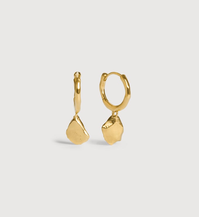 Gold Vermeil Fragments Asymmetric Huggie Earrings - Monica Vinader