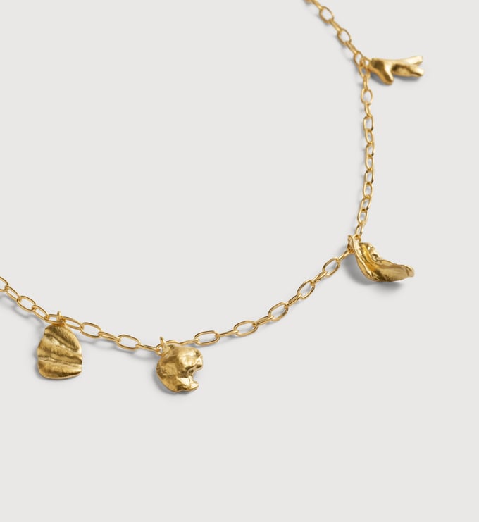 Gold Vermeil Fragments Asymmetric Station Chain Necklace - Monica Vinader