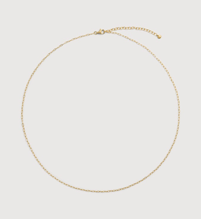 Gold Vermeil Oval Link Slim Chain Necklace - Monica Vinader