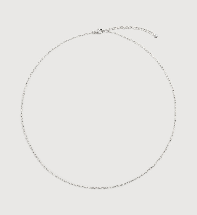Sterling Silver Oval Link Slim Chain Necklace - Monica Vinader