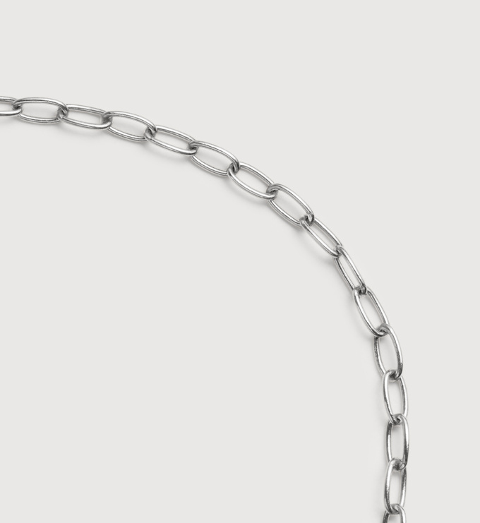 Sterling Silver Oval Link Slim Chain Necklace - Monica Vinader