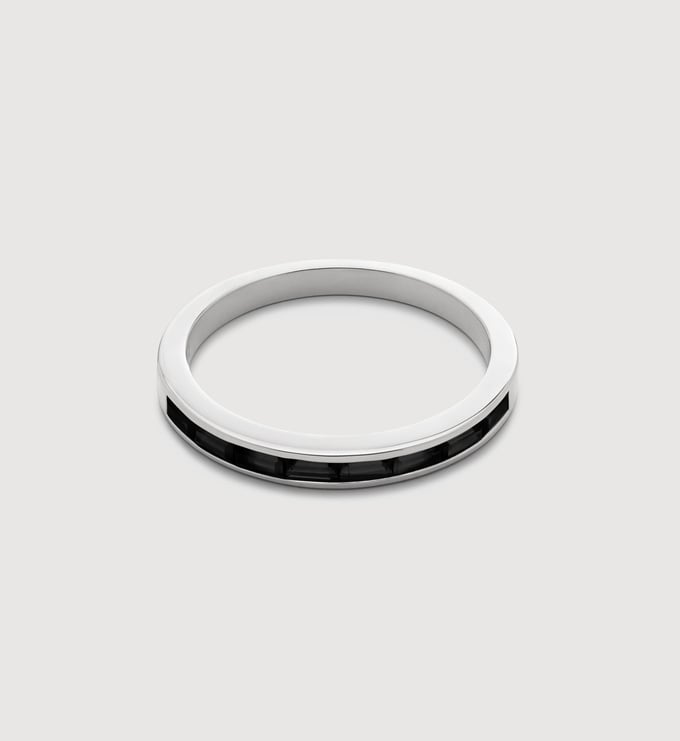 Sterling Silver Mini Baguette Gemstone Half Eternity Ring - Black Spinel - Monica Vinader