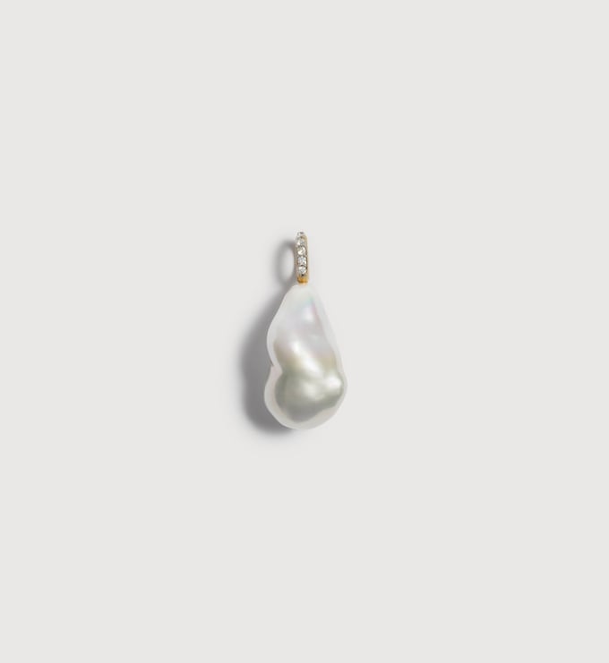 Gold Vermeil Lab Grown Diamond Nura Baroque Pearl Pendant Charm - Pearl - Monica Vinader