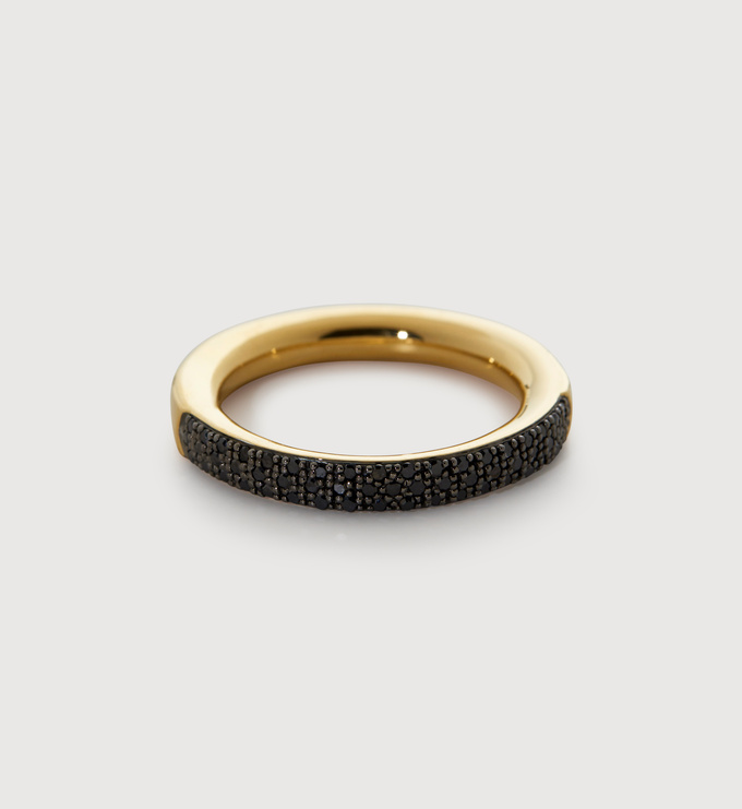 Gold Vermeil Fiji Full Diamond Pave Ring - Black Diamond - Monica Vinader