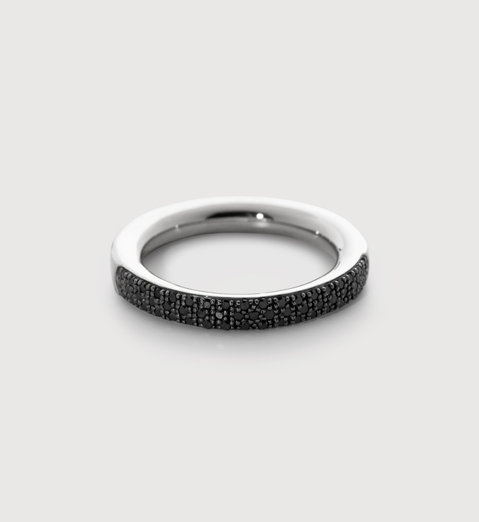Sterling Silver Fiji Full Diamond Pave Ring - Black Diamond - Monica Vinader