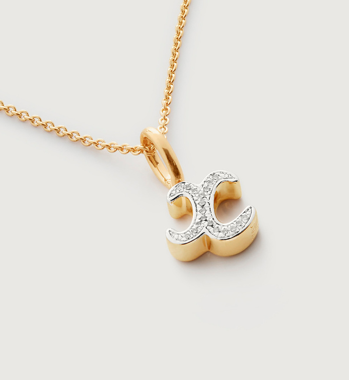 Gold Vermeil Alphabet X Diamond Fine Chain Necklace Adjustable 46cm/18' - Diamond - Monica Vinader