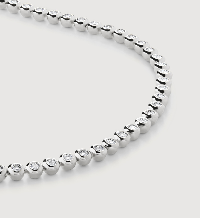 Sterling Silver Round Diamond Tennis Necklace - Lab Grown Diamond - Monica Vinader
