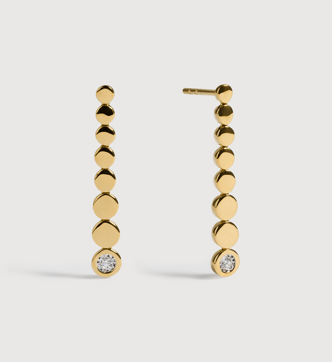 Gold Vermeil Lab Grown Diamond Solo Graduated Drop Earrings - Lab Grown Diamond - Monica Vinader