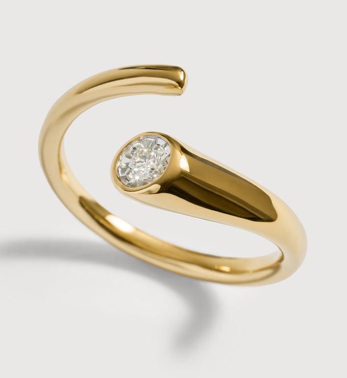 Lab Grown Diamond Solitaire Wrap Ring in 18k Gold Vermeil on Lab Grown Diamond Solitaire Wrap Ring in 18k Gold Vermeil on