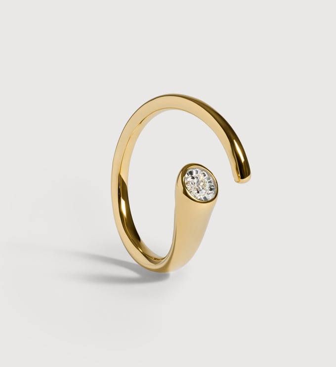 Lab Grown Diamond Solitaire Wrap Ring in 18k Gold Vermeil on Lab Grown Diamond Solitaire Wrap Ring in 18k Gold Vermeil on