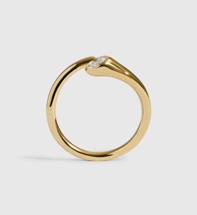 Lab Grown Diamond Solitaire Wrap Ring in 18k Gold Vermeil on Lab Grown Diamond Solitaire Wrap Ring in 18k Gold Vermeil on