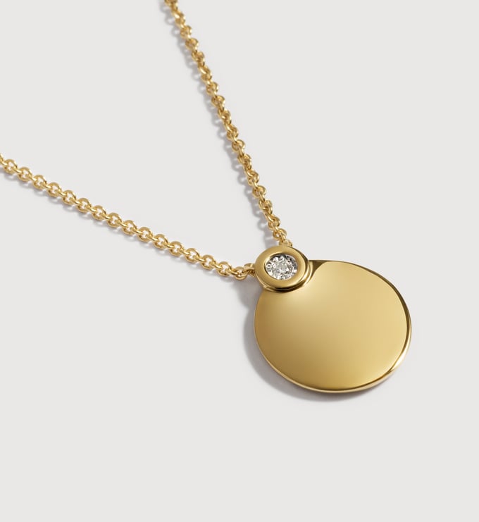 Gold Vermeil Diamond Round Chain Necklace - Lab Grown Diamond - Monica Vinader