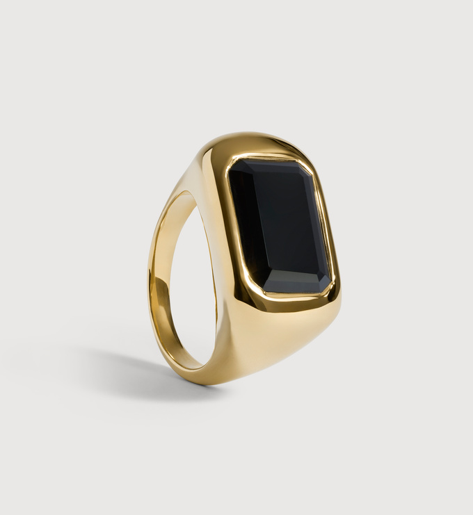 Gold Vermeil Power Cocktail Ring - Black Onyx - Monica Vinader