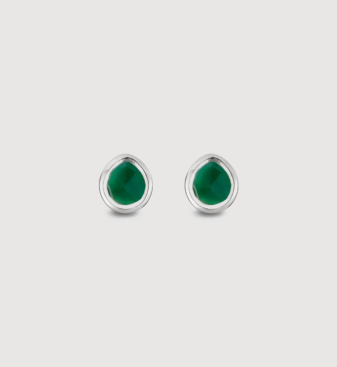 Sterling Silver MV Siren™ Mini Stud Earrings - Green Onyx - Monica Vinader