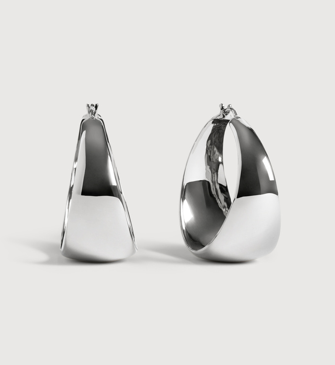 Sterling Silver Kate Young Large Tapered Hoop Earrings - Monica Vinader