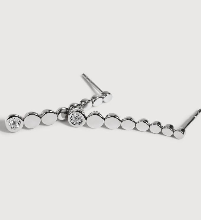 Sterling Silver Lab Grown Diamond Solo Graduated Drop Earrings - Lab Grown Diamond - Monica Vinader