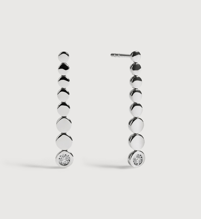 Sterling Silver Lab Grown Diamond Solo Graduated Drop Earrings - Lab Grown Diamond - Monica Vinader