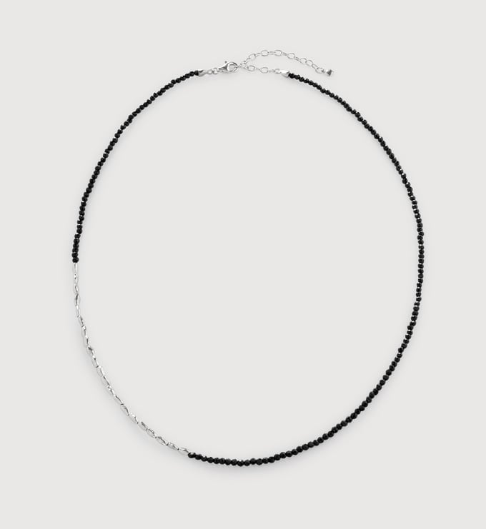 Sterling Silver Mini Nugget Gemstone Beaded Necklace - Black Spinel - Monica Vinader