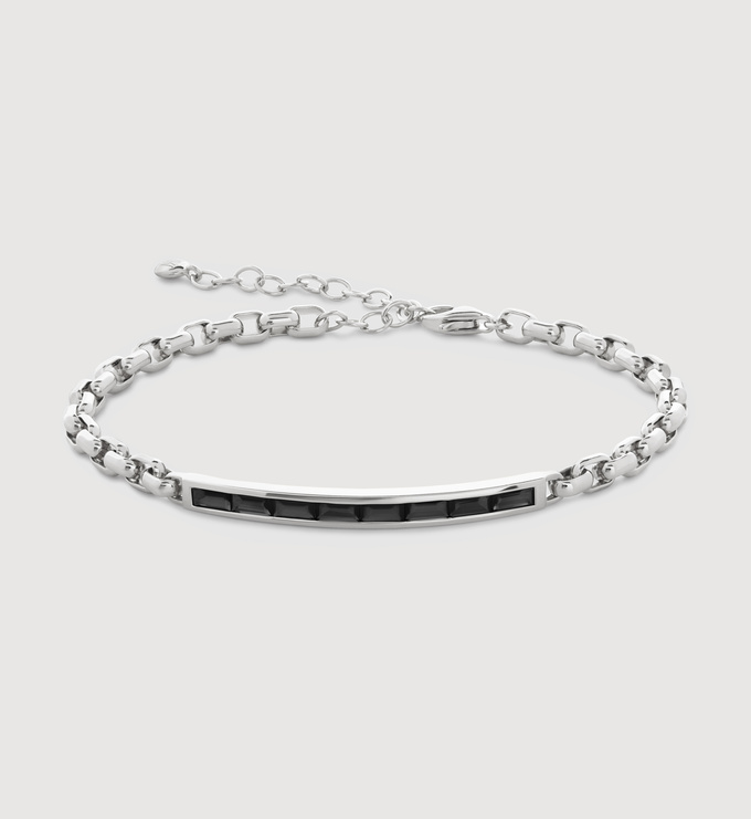 Sterling Silver Mini Baguette Gemstone Chain Bracelet - Black Spinel - Monica Vinader