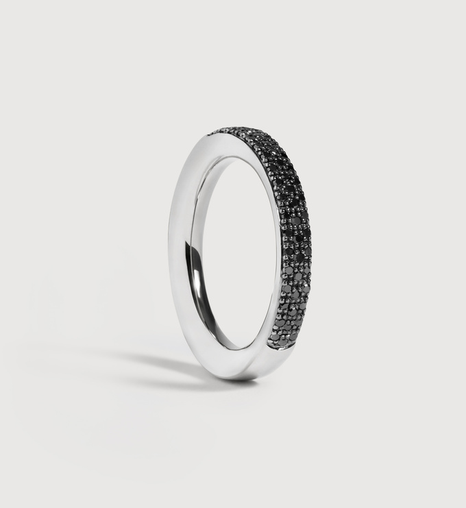Sterling Silver Fiji Full Diamond Pave Ring - Black Diamond - Monica Vinader