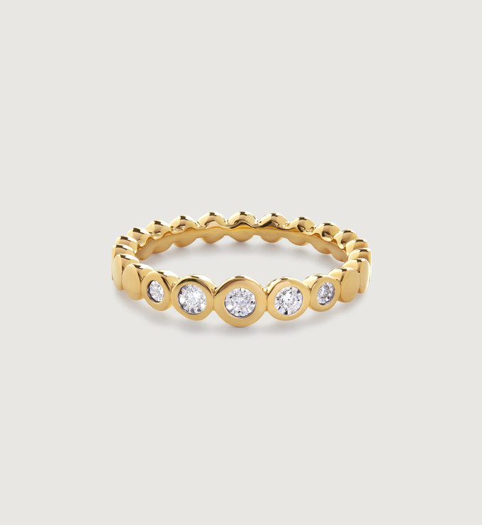 Gold Vermeil Solo Graduated Diamond Band Ring - Lab Grown Diamond - Monica Vinader