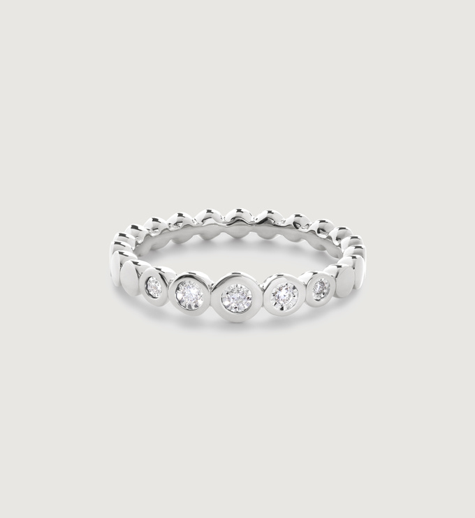 Sterling Silver Solo Graduated Diamond Band Ring - Lab Grown Diamond - Monica Vinader