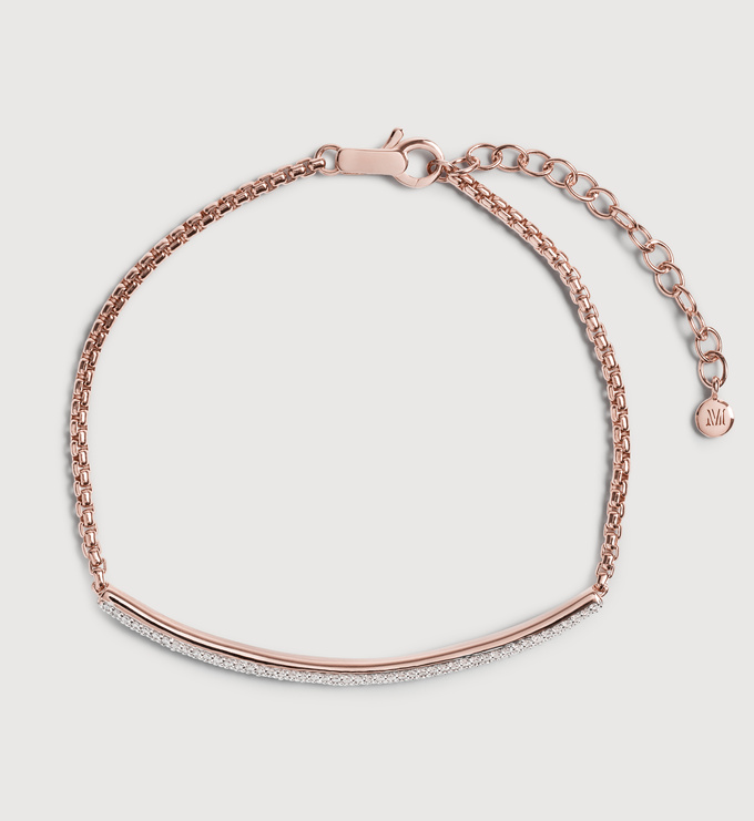 Rose Gold Vermeil Fiji Mini Bar Chain Bracelet - Monica Vinader