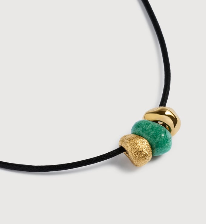 Gold Vermeil Antica Gemstone Cord Necklace - Green Aventurine - Monica Vinader