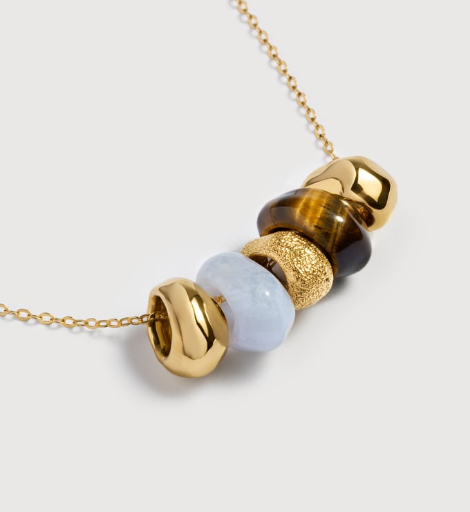 Gold Vermeil Antica Multi Gemstone Chain Necklace - Mix - Monica Vinader