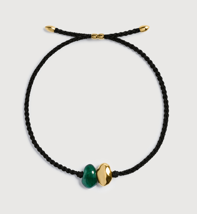 Gold Vermeil Antica Gemstone Cord Bracelet - Green Aventurine - Monica Vinader