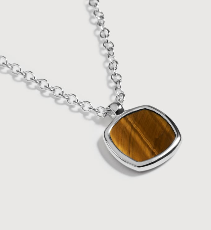 Sterling Silver Delphi Gemstone Chain Necklace - Tigers Eye - Monica Vinader