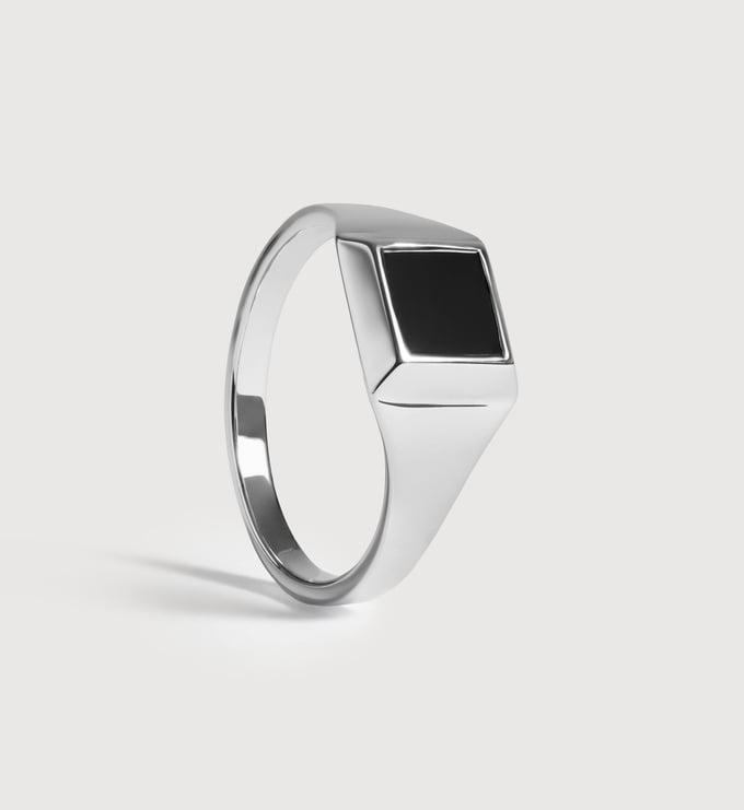 Sterling Silver Signature Signet Ring - Black Onyx - Monica Vinader