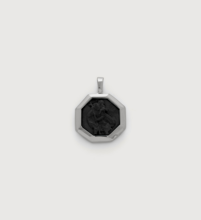 Sterling Silver St Christopher Gemstone Pendant - Black Onyx - Monica Vinader