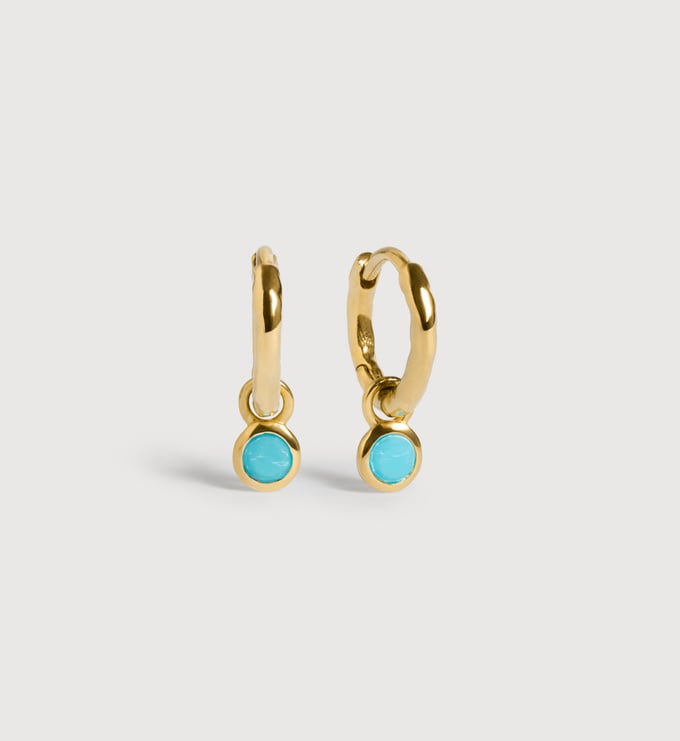 Gold Vermeil December Birthstone Huggie Earrings - Tuquoise - Monica Vinader