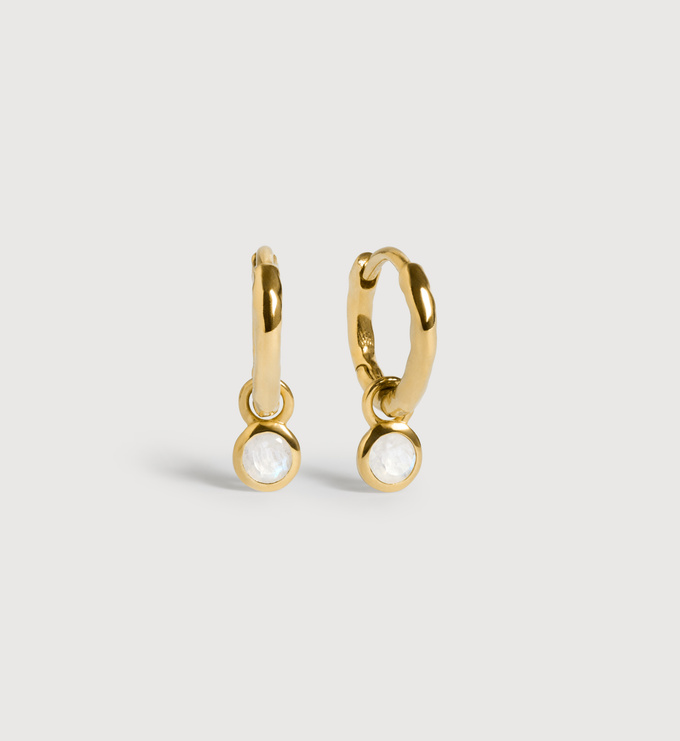 Gold Vermeil June Birthstone Huggie Earrings - Moonstone - Monica Vinader