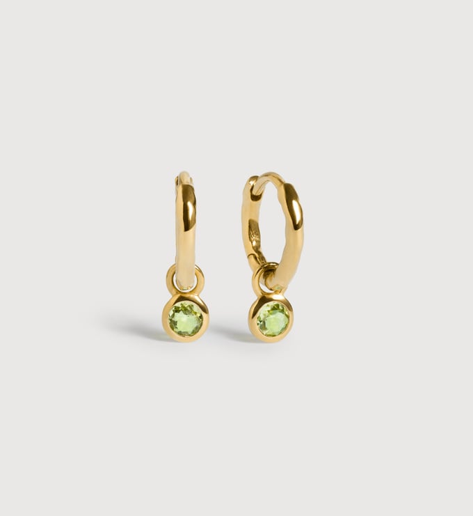 Gold Vermeil August Birthstone Huggie Earrings - Peridot - Monica Vinader