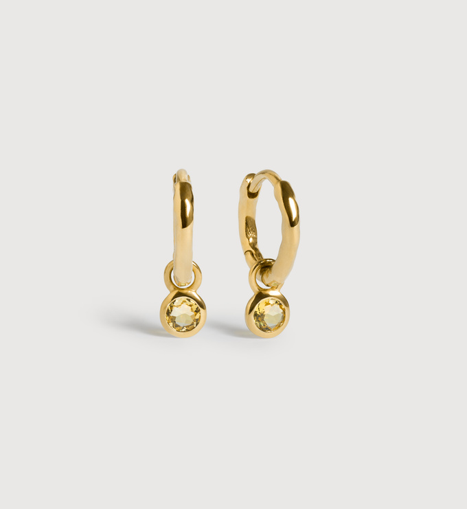 Gold Vermeil November Birthstone Huggie Earrings - Citrine - Monica Vinader