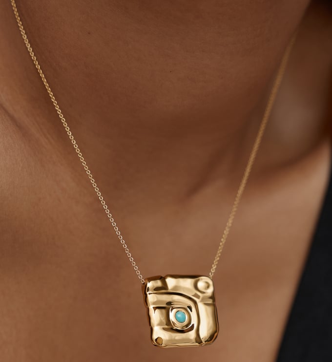 Gold Vermeil Amaia Bold Gemstone Chain Necklace - Amazonite - Monica Vinader