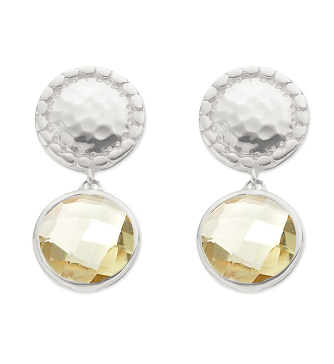 Sterling Silver Mini Luna Stud Earring - Green Gold Quartz - Monica Vinader