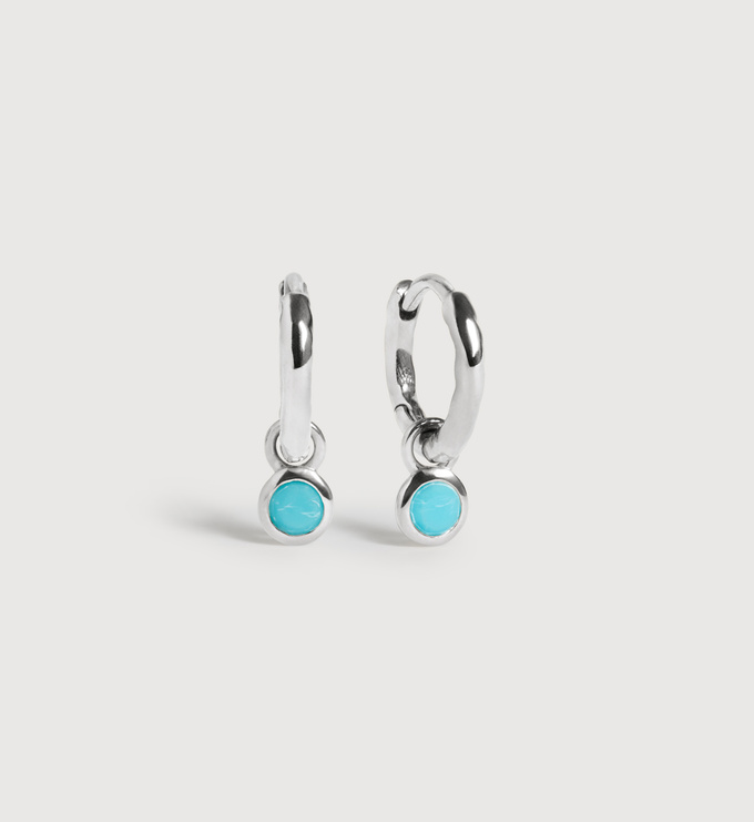 Sterling Silver December Birthstone Huggie Earrings - Tuquoise - Monica Vinader