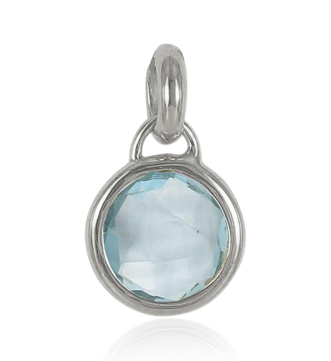 Sterling Silver Luna Mini Pendant Charm - Swiss Blue Quartz - Monica Vinader