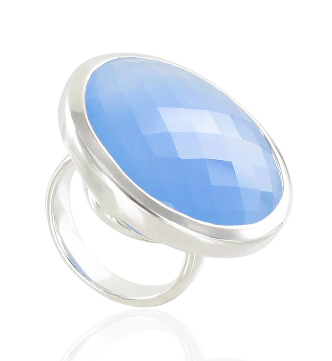 Sterling Silver Round Facet Ring - No Stone - Monica Vinader