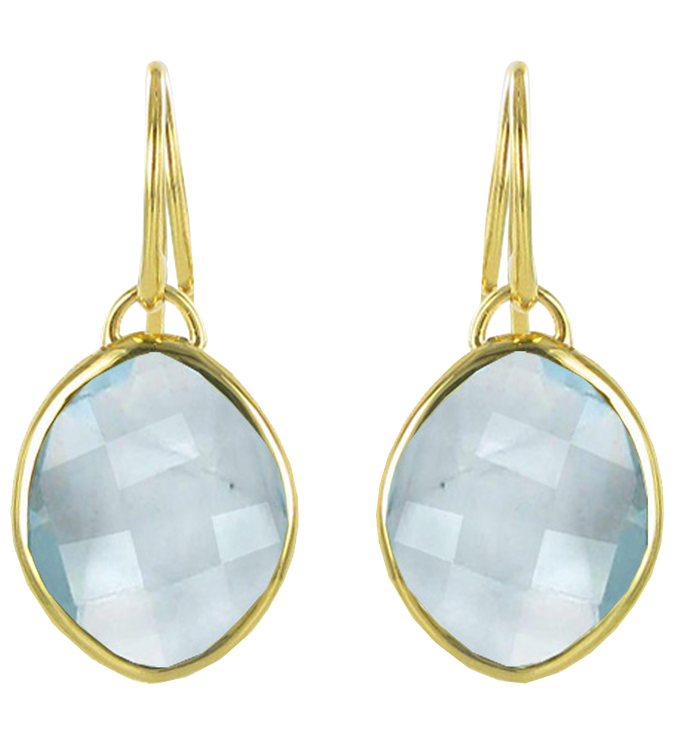 Gold Vermeil Small Nugget Earrings - Swiss Blue Quartz - Monica Vinader