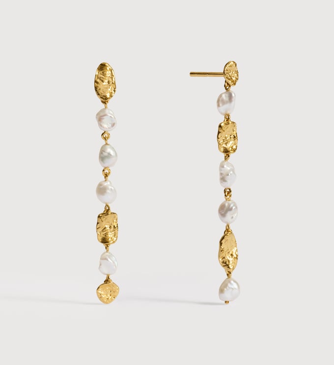 Gold Vermeil Capri Pearl Drop Earrings - Pearl - Monica Vinader