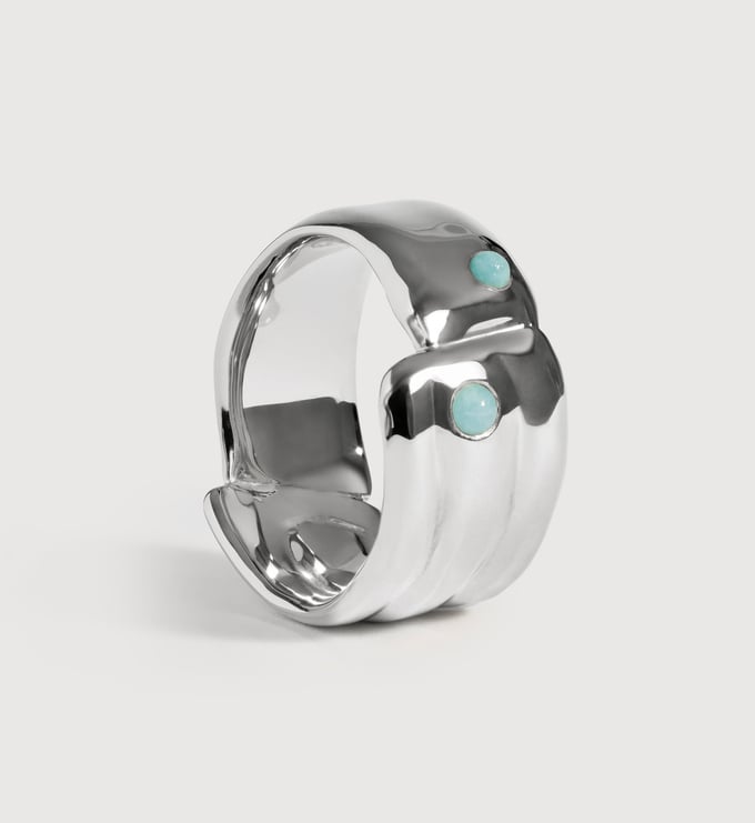 Sterling Silver Amaia Gemstone Bold Ring - Amazonite - Monica Vinader
