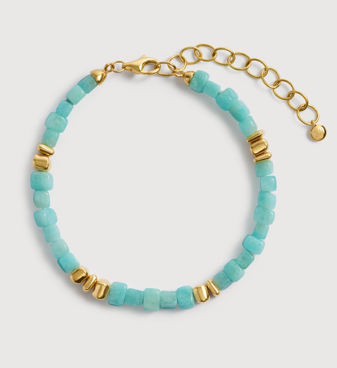 Gold Vermeil Amaia Gemstone Beaded Bracelet - Amazonite - Monica Vinader