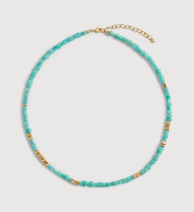 Gold Vermeil Amaia Gemstone Beaded Necklace - Amazonite - Monica Vinader