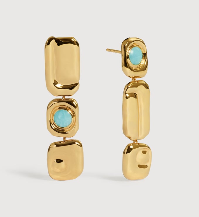 Gold Vermeil Amaia Gemstone Cocktail Earrings - Amazonite - Monica Vinader